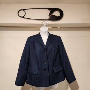 Le Suit Dark Blue Textured Blazer